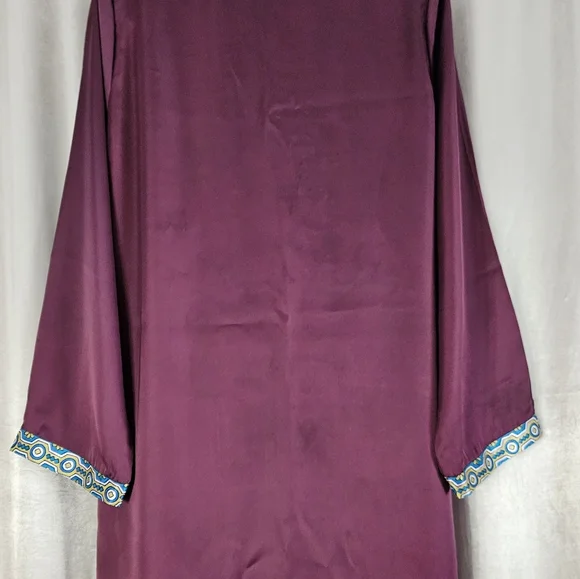 NWOT purple pink green blue red mix print jewel kurta tunic dress Womens Large - Picture 4 of 8